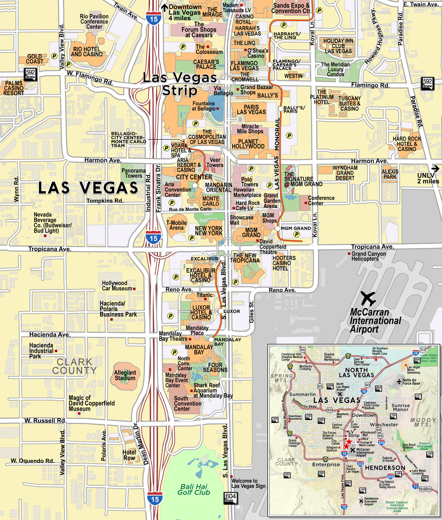 Show map of casinos on vegas strip