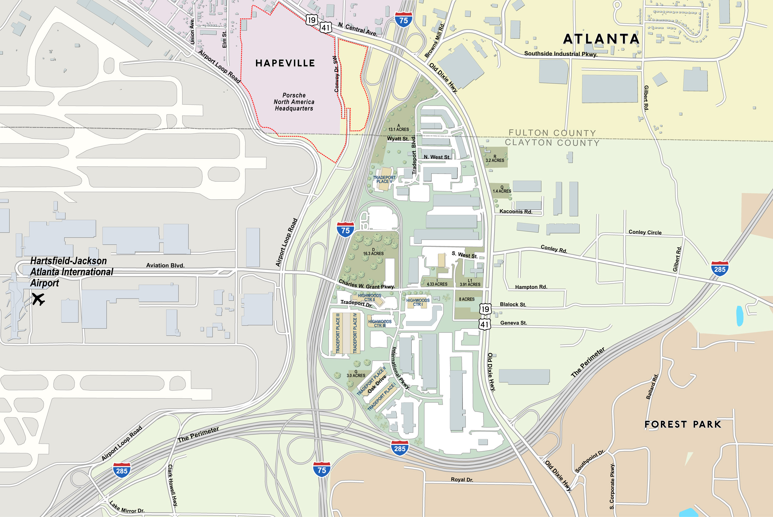 Custom GIS Mapping - Atlanta Tradeport - Red Paw Technologies