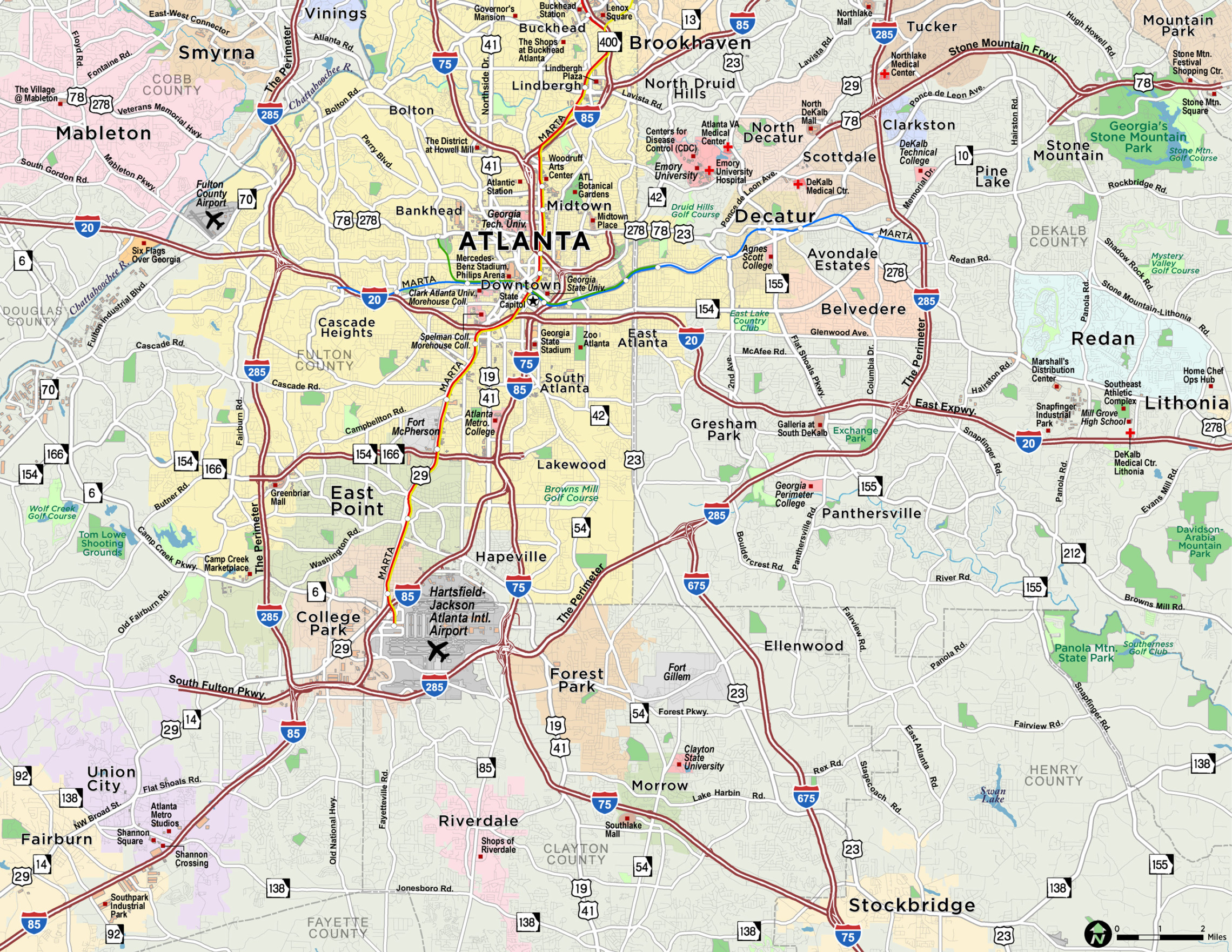 Литония что за страна где. Хартсфилд-Джексон Атланта на карте. Атланта город на карте. Atlanta East карта.