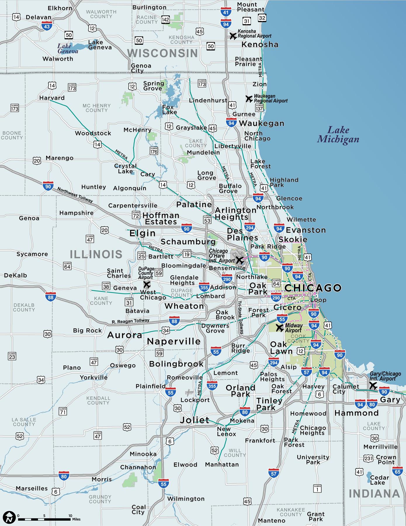 Map of Chicagoland Area Custom Maps Red Paw Technologies