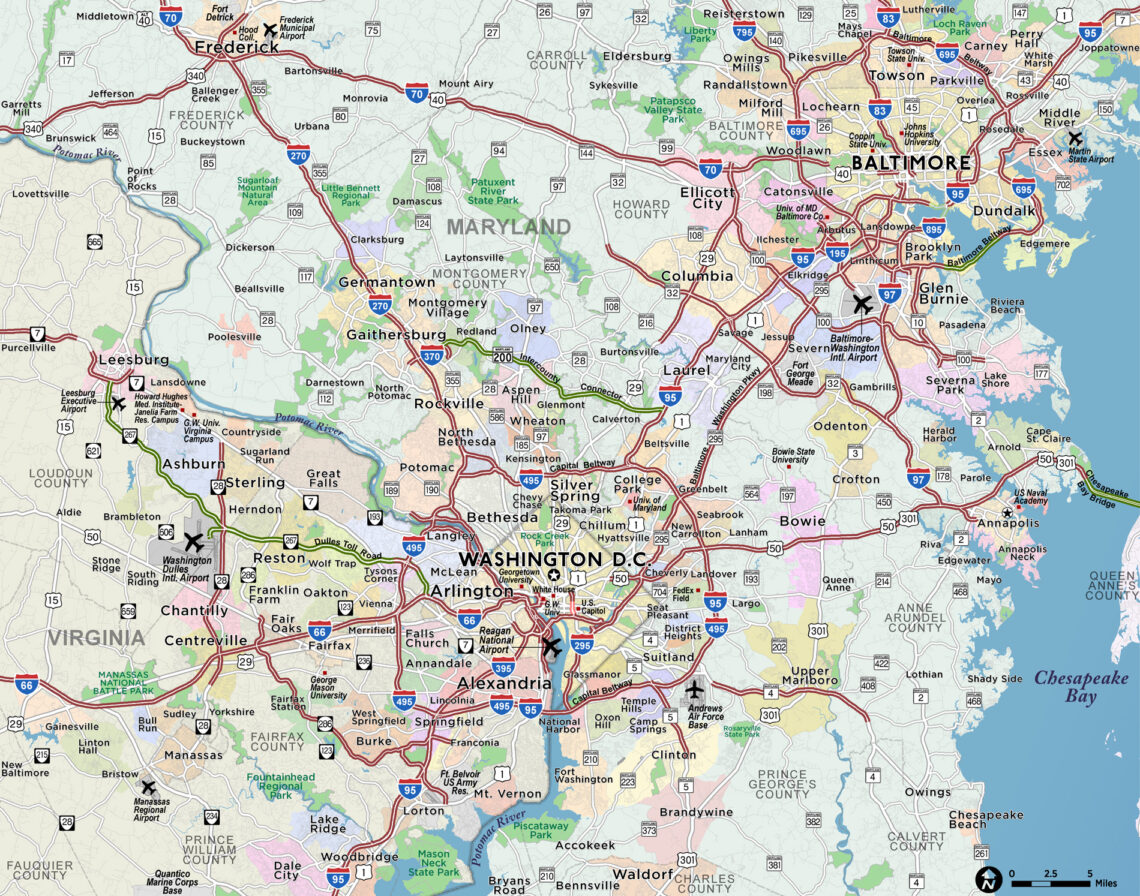 Map of the Greater Washington, DC - Baltimore Area - Red Paw Technologies