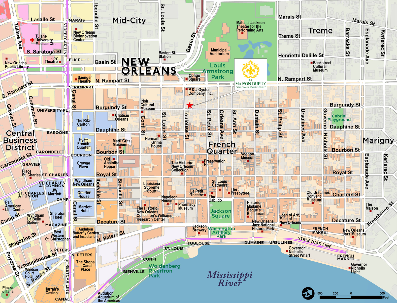 Walking Map Of New Orleans French Quarter