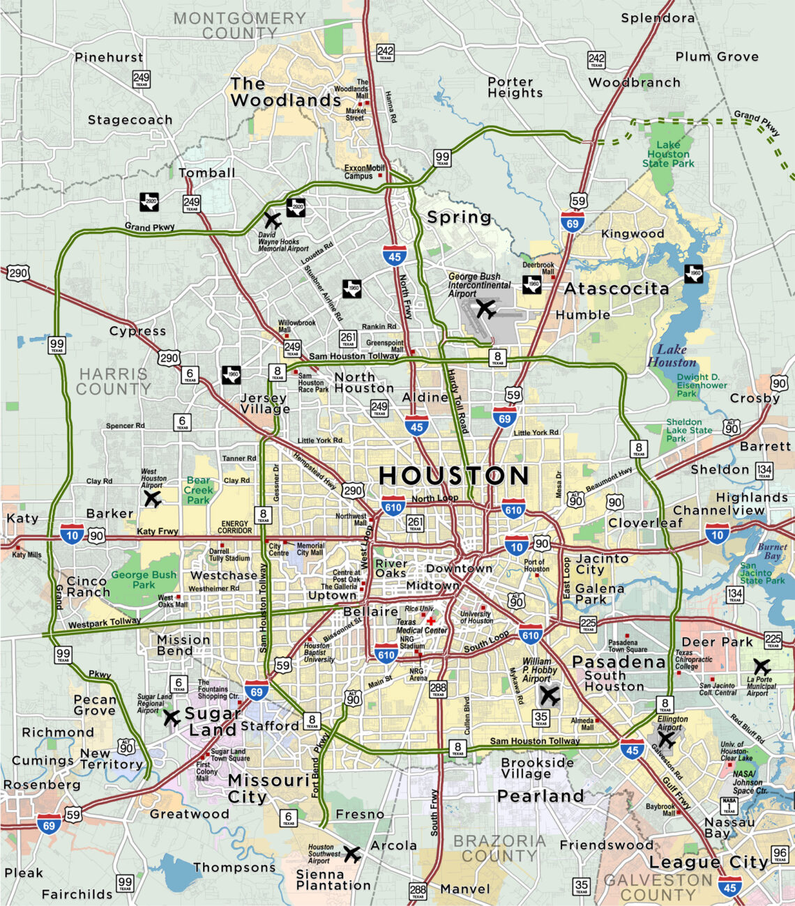 Greater Houston Area County Map